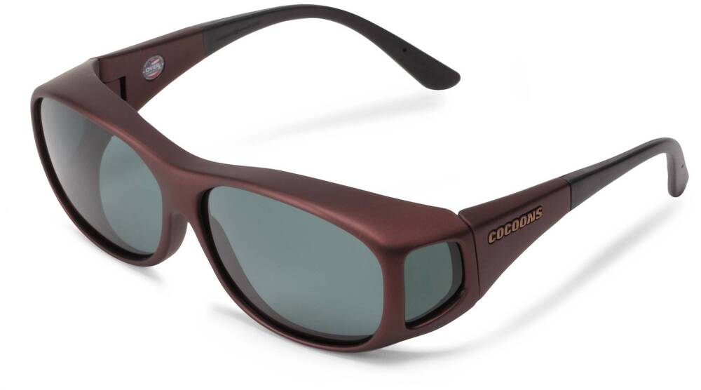 NEW COCOONS unisex slim line m polarized fitover sunglasses in burgundy/gray